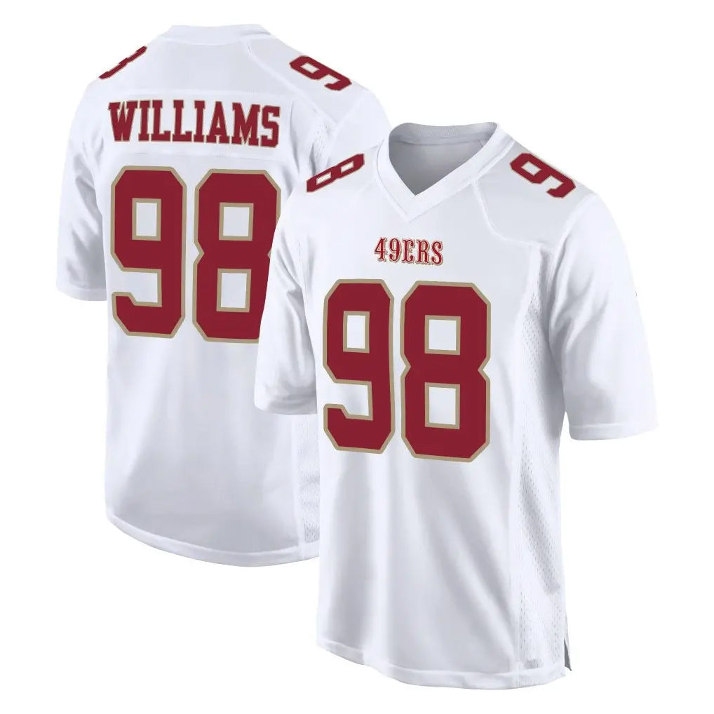 SF.49ers #98 Mykel Williams Player White Fashion Home Game PETTCS Stitched Jerseys