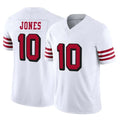 SF.49ers #10 Mac Jones Player White Limited Alternate Vapor F.U.S.E. Home Game PETTCS Stitched Jerseys