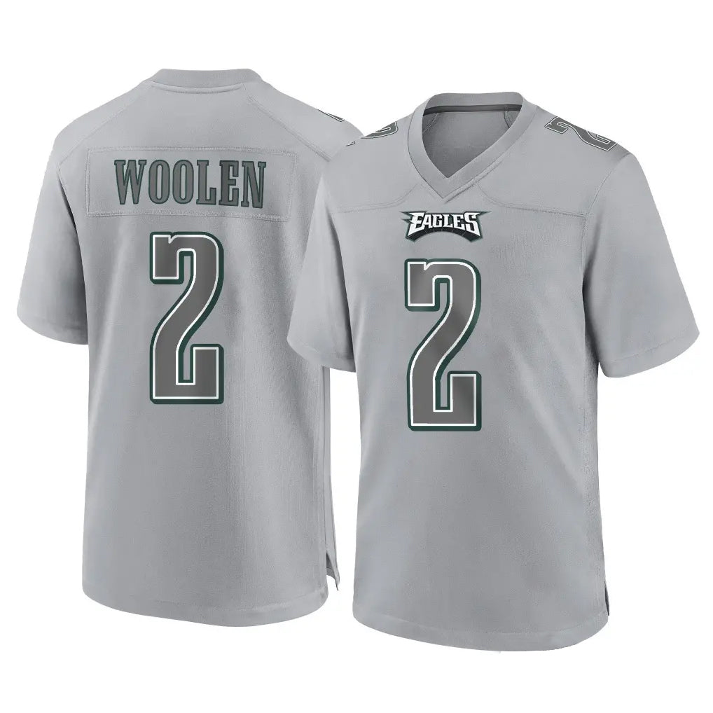 P.Eagles #2 Riq Woolen Player Gray Atmosphere Fashion Home Game PETTCS Stitched Jerseys