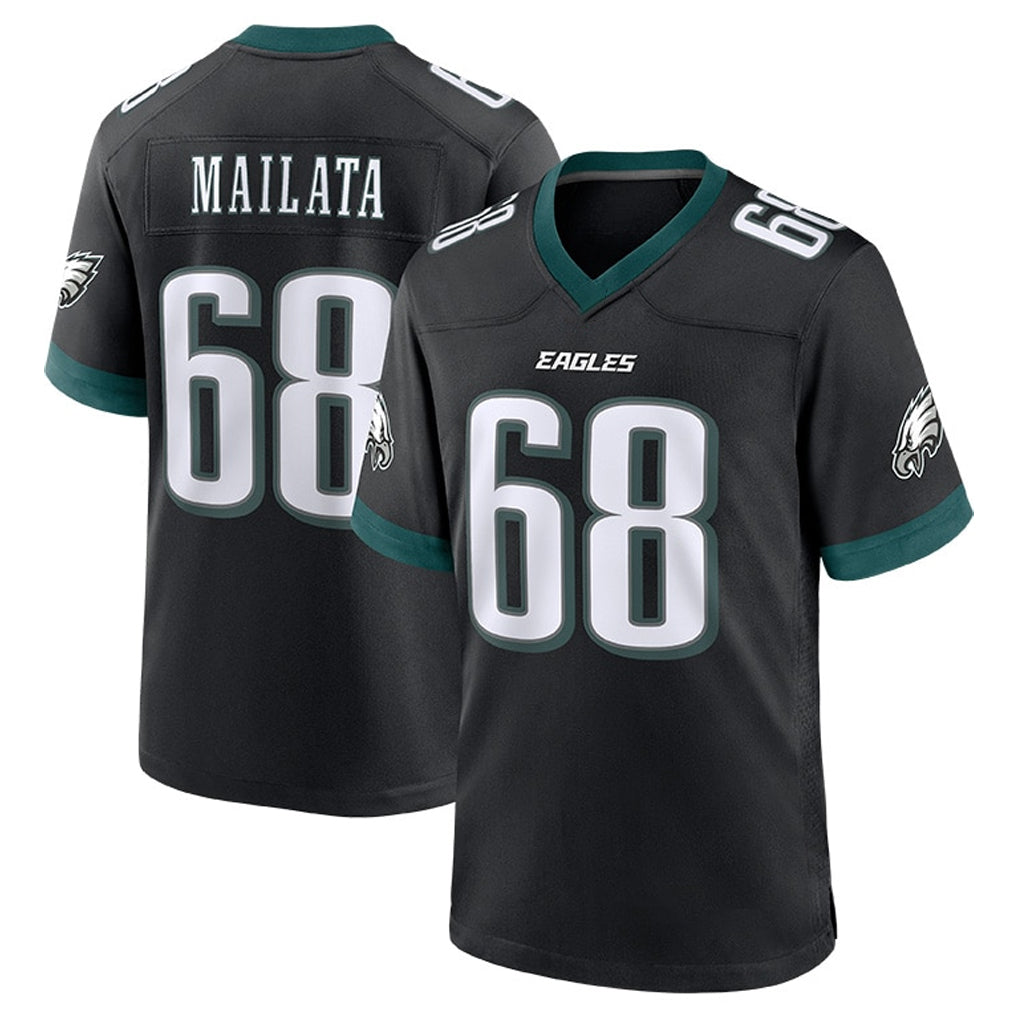 P.Eagles #68 Jordan Mailata Player Black Game Home PETTCS Stitched Jerseys
