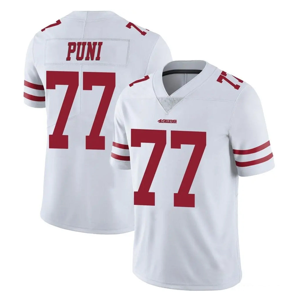 SF.49ers #77 Dominick Puni Player White Limited Vapor Untouchable Home Game PETTCS Stitched Jerseys