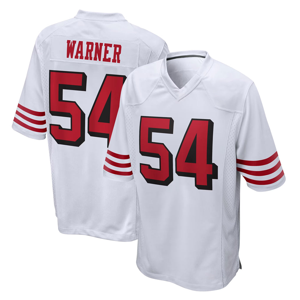 SF.49ers #54 Fred Warner Player White Limited Home Game PETTCS Stitched Jerseys