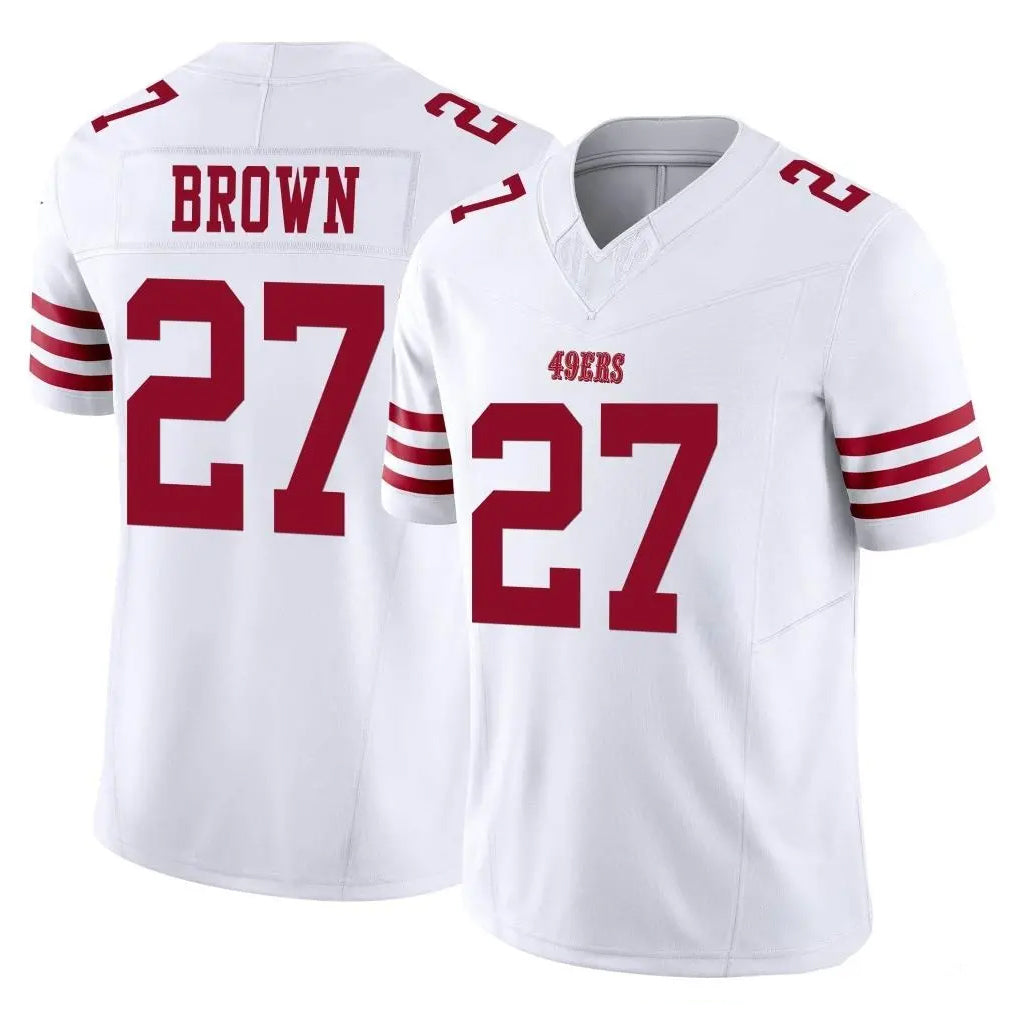 SF.49ers #27 Ji'Ayir Brown Player White Limited Vapor F.U.S.E. Home Game PETTCS Stitched Jerseys