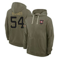 SF.49ers #54 Fred Warner Player Olive Salute to Service Pullover Hoodies Limited PETTCS Stitched Jerseys