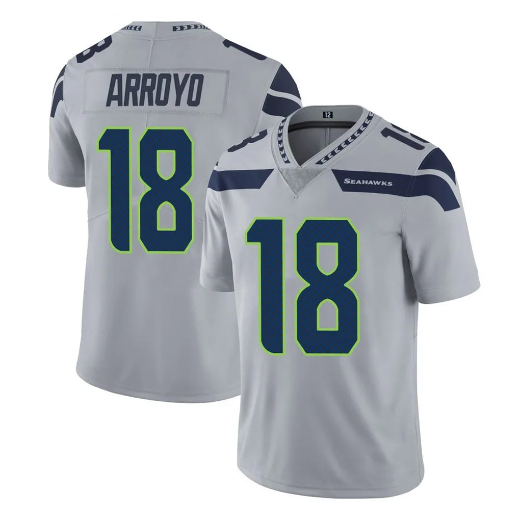S.Seahawks #18 Elijah Arroyo Player Gray Limited Vapor Untouchable Home Game PETTCS Stitched Jerseys