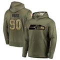 S.Seahawks #90 Jarran Reed Player Olive Salute to Service Pullover Hoodie Home Game PETTCS Stitched Jerseys