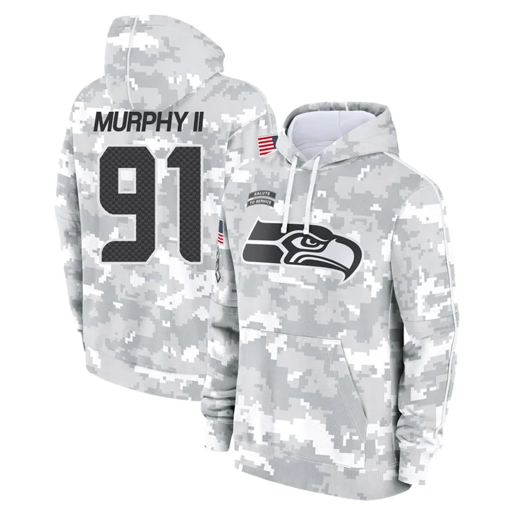S.Seahawks #91 Byron Murphy II Player Arctic Camo Limited Salute to Service Pullover Hoodies Game PETTCS Stitched Jerseys
