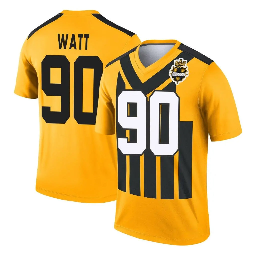 P.Steelers #90 T.J. Watt Player Gold Legend Limited 1933 Throwback Performance Home Game PETTCS Stitched Jerseys