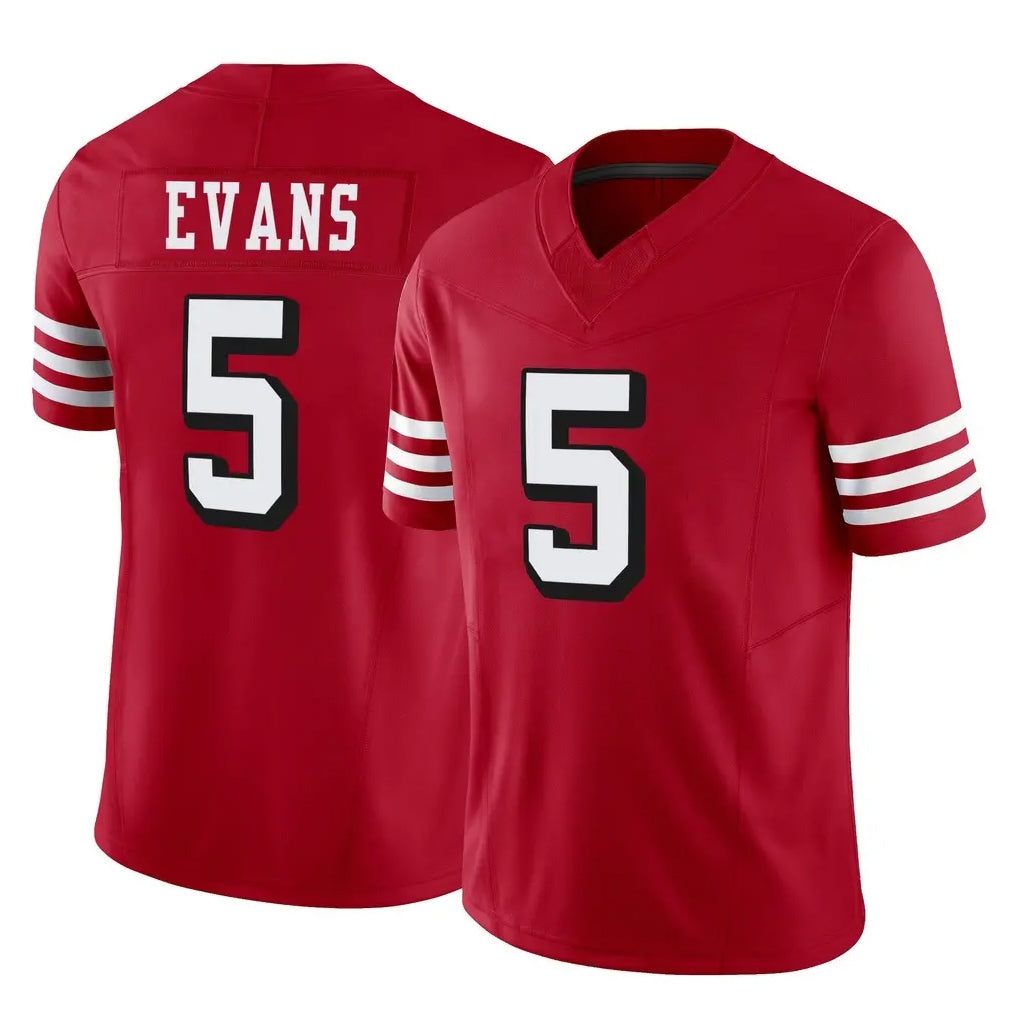 SF.49ers #5 Mike Evans Player Red Limited Alternate Vapor F.U.S.E. Home Game PETTCS Stitched Jerseys