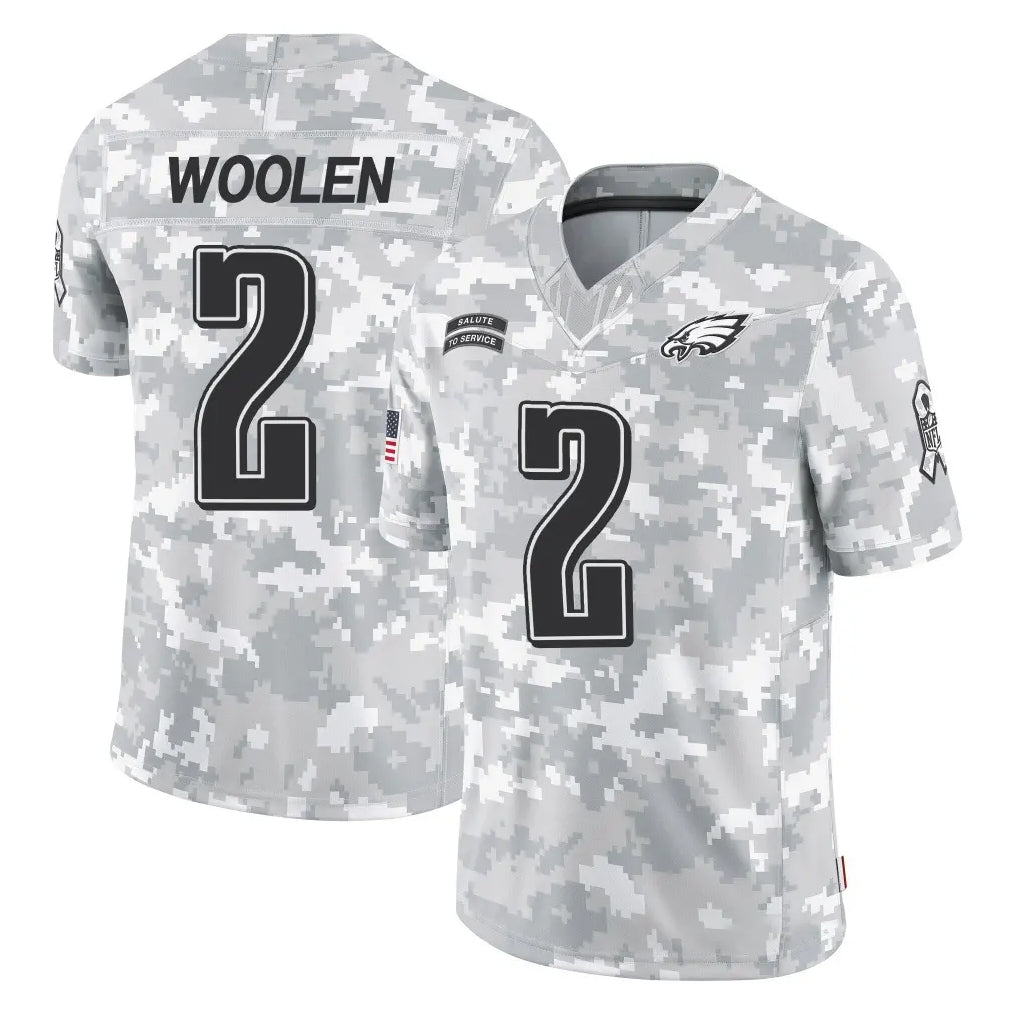 P.Eagles #2 Riq Woolen Player Arctic Camo Salute to Service Limited Game PETTCS Stitched Jerseys
