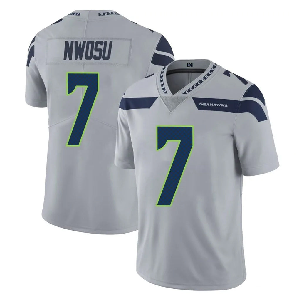 S.Seahawks #7 Uchenna Nwosu Player Gray Limited Vapor Untouchable Home Game PETTCS Stitched Jerseys