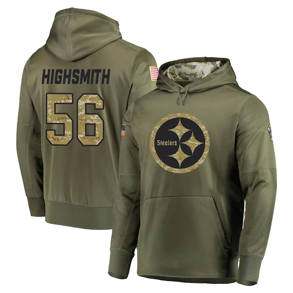 P.Steelers #56 Alex Highsmith Player Olive Salute to Service Pullover Hoodie Home Game PETTCS Stitched Jerseys