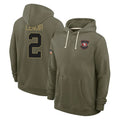SF.49ers #2 Deommodore Lenoir Player Olive Salute to Service Pullover Hoodies Limited PETTCS Stitched Jerseys