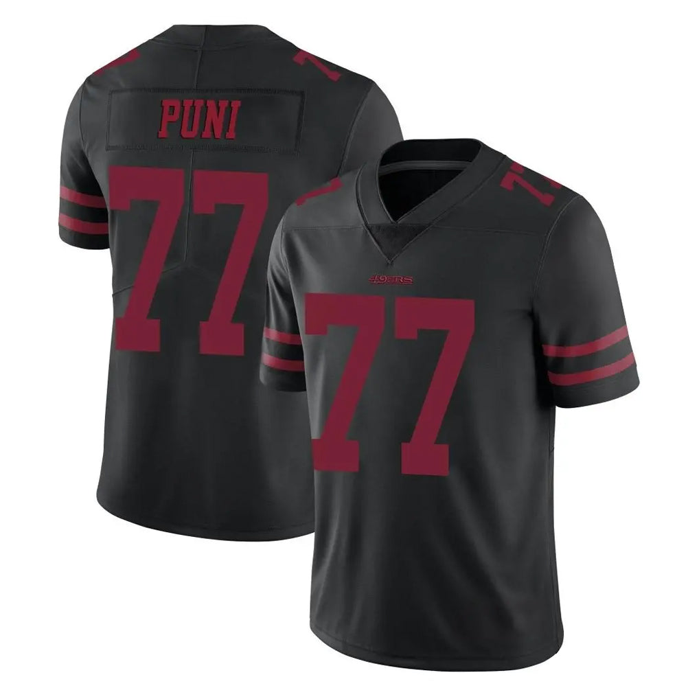 SF.49ers #77 Dominick Puni Player Black Alternate Limited Vapor Untouchable Home Game PETTCS Stitched Jerseys