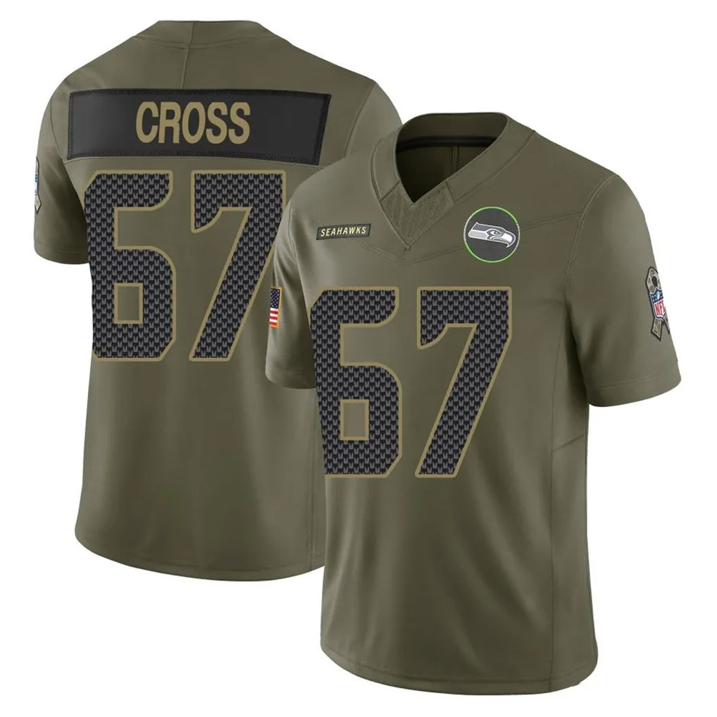 S.Seahawks #67 Charles Cross Player Olive 2025 Salute To Service Limited Home Game Ddoa Stitched Jerseys