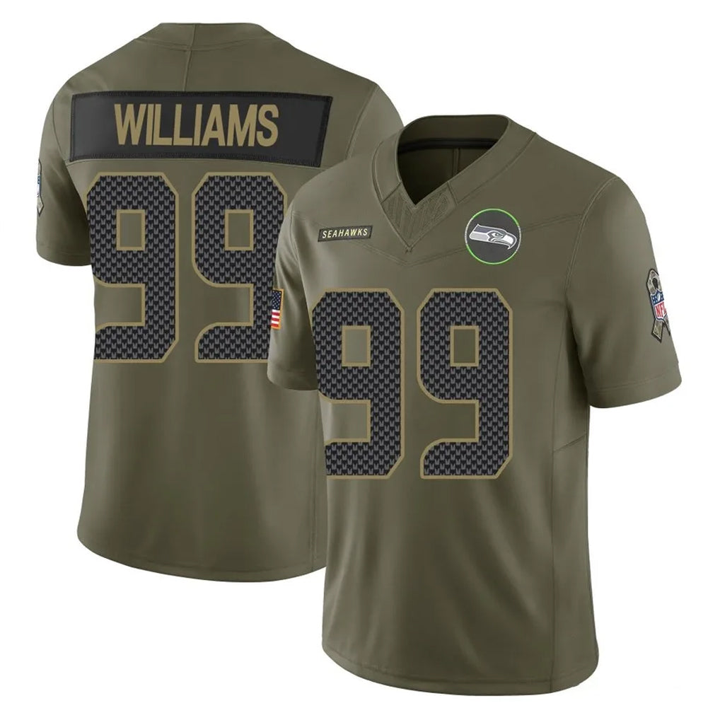 S.Seahawks #99 Leonard Williams Player Olive 2025 Salute To Service Limited Home Game PETTCS Stitched Jerseys