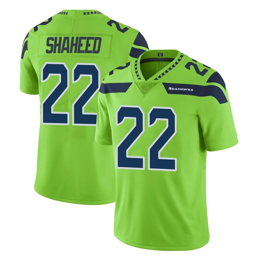 S.Seahawks #22 Rashid Shaheed Player Green Limited Color Rush Home Game PETTCS Stitched Jerseys