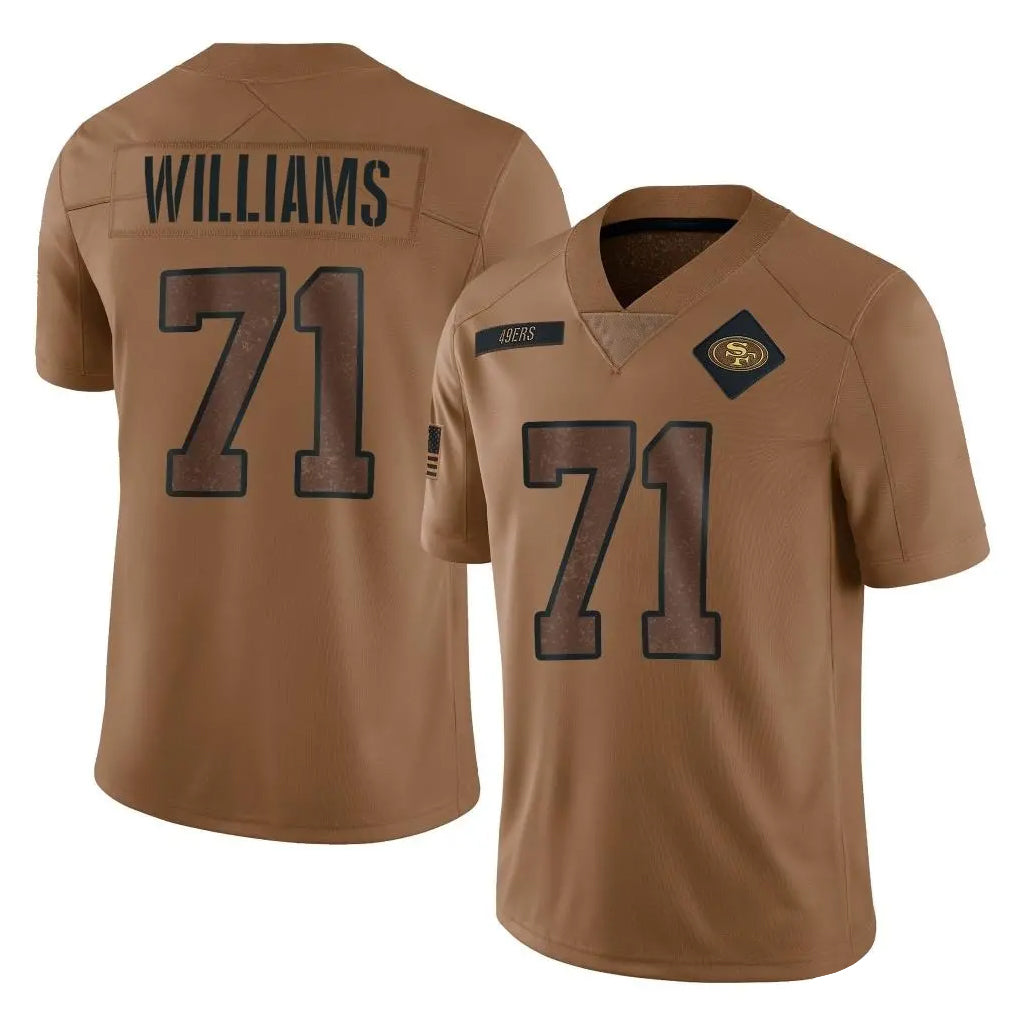 SF.49ers #71 Trent Williams Player Brown Limited Salute To Service Home Game PETTCS Stitched Jerseys
