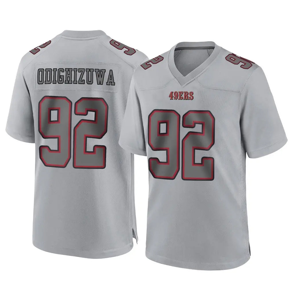SF.49ers #92 Osa Odighizuwa Player Gray Atmosphere Fashion Home Game PETTCS Stitched Jerseys
