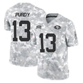 SF.49ers #13 Brock Purdy Player Arctic Camo Limited Salute To Service Home Game PETTCS Stitched Jerseys