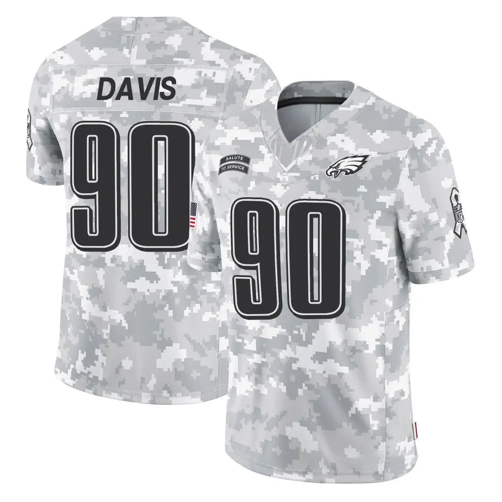 P.Eagles #90 Jordan Davis Player Arctic Camo Salute to Service Limited Game PETTCS Stitched Jerseys