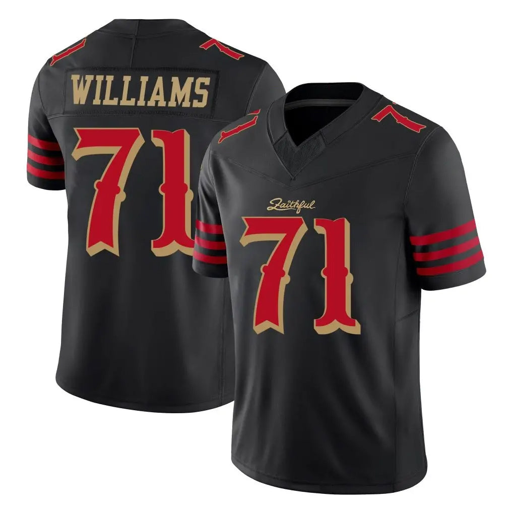 SF.49ers #71 Trent Williams Player Black Limited Rivalries Collection Home Game PETTCS Stitched Jerseys