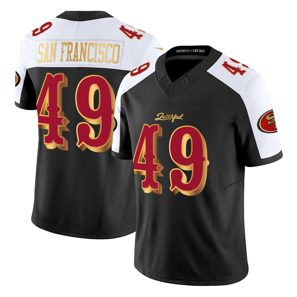 SF.49ers #49 The Faithful Player White-Black 2025 Rivalries Collection Game Limited PETTCS Stitched Jerseys