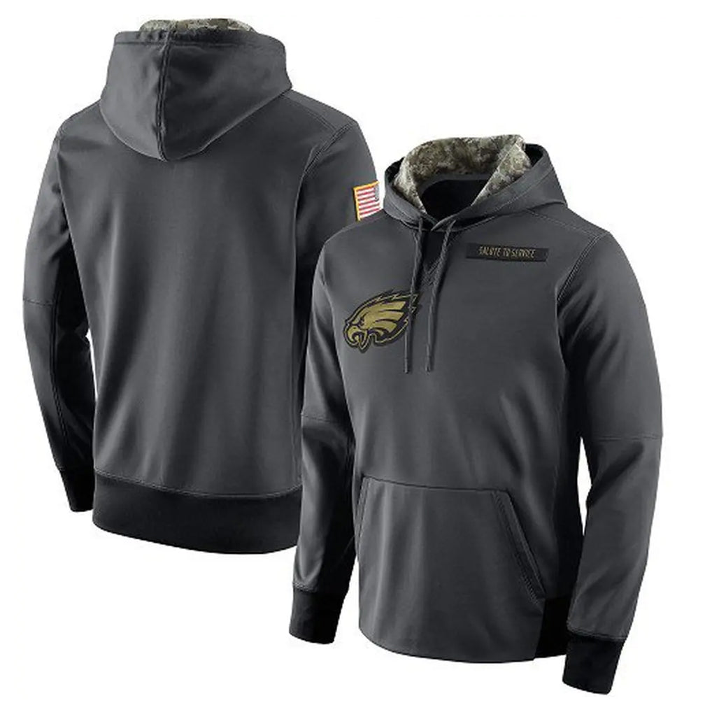 P.Eagles ## Eagles Blank Player Gray Pullover Hoodies Home Game PETTCS Stitched Jerseys
