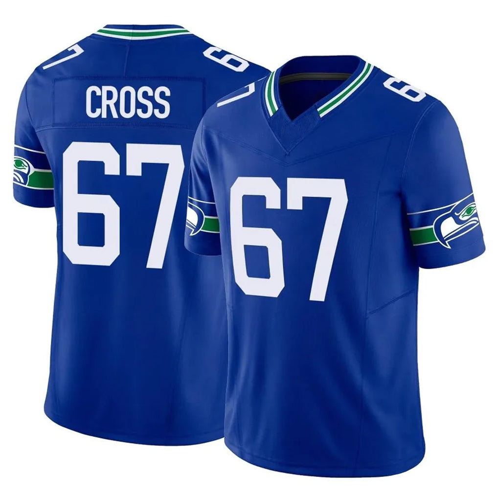 S.Seahawks #67 Charles Cross Player Royal Limited Throwback Vapor F.U.S.E. Home Game PETTCS Stitched Jerseys