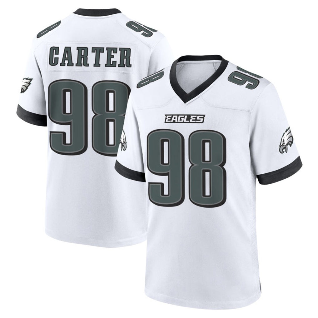 P.Eagles #98 Jalen Carter Player White Game Home PETTCS Stitched Jerseys