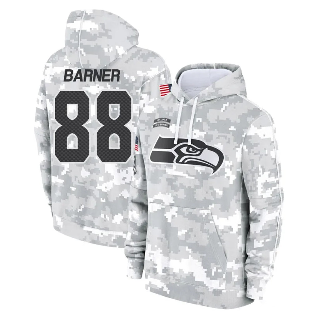 S.Seahawks #88 AJ Barner Player Arctic Camo Limited Salute to Service Pullover Hoodies Game PETTCS Stitched Jerseys