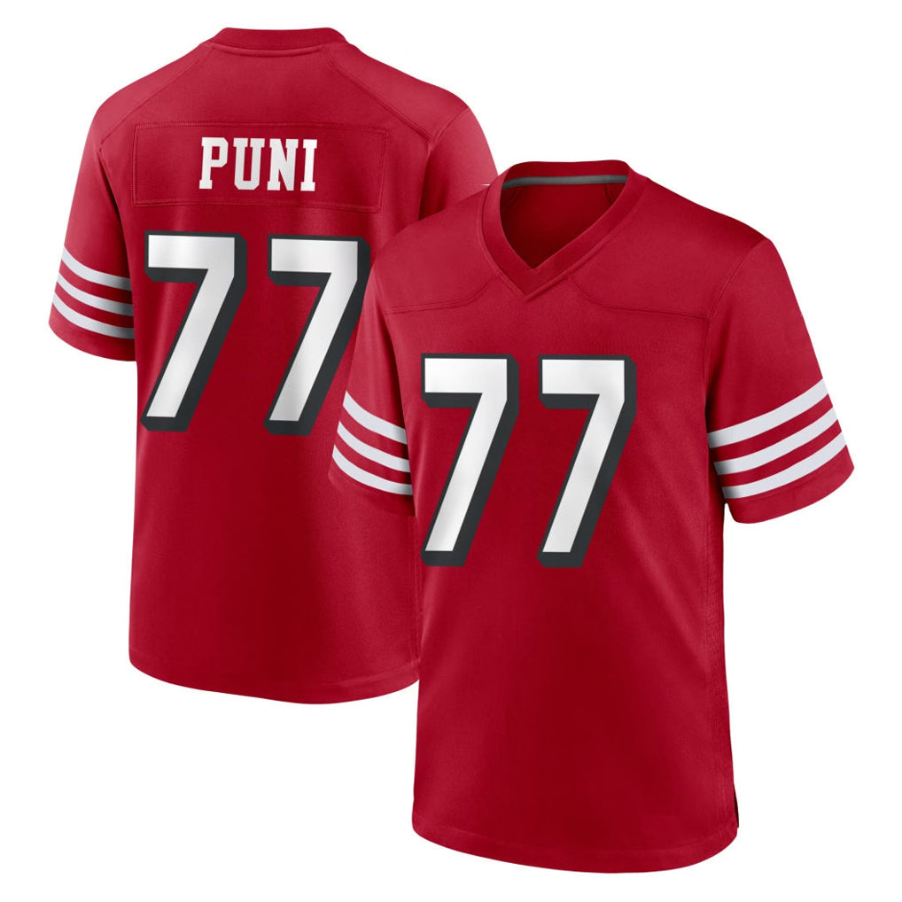 SF.49ers #77 Dominick Puni Player Red Limited Alternate Home Game PETTCS Stitched Jerseys