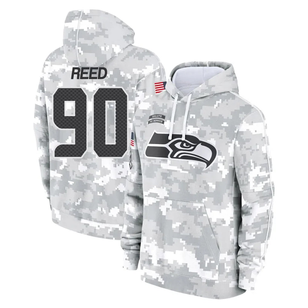 S.Seahawks #90 Jarran Reed Player Arctic Camo Limited Salute to Service Pullover Hoodies Game PETTCS Stitched Jerseys