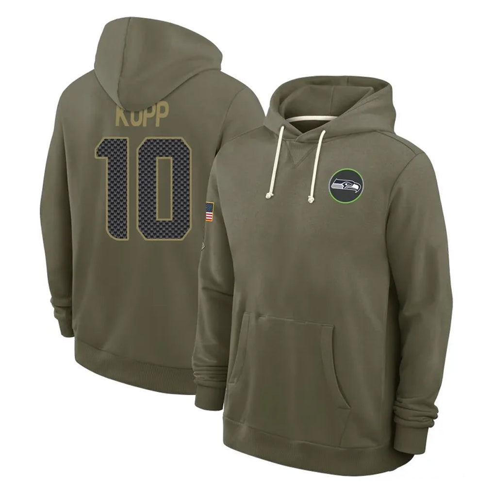 S.Seahawks #10 Cooper Kupp Player Olive Salute to Service Pullover Hoodies Limited PETTCS Stitched Jerseys