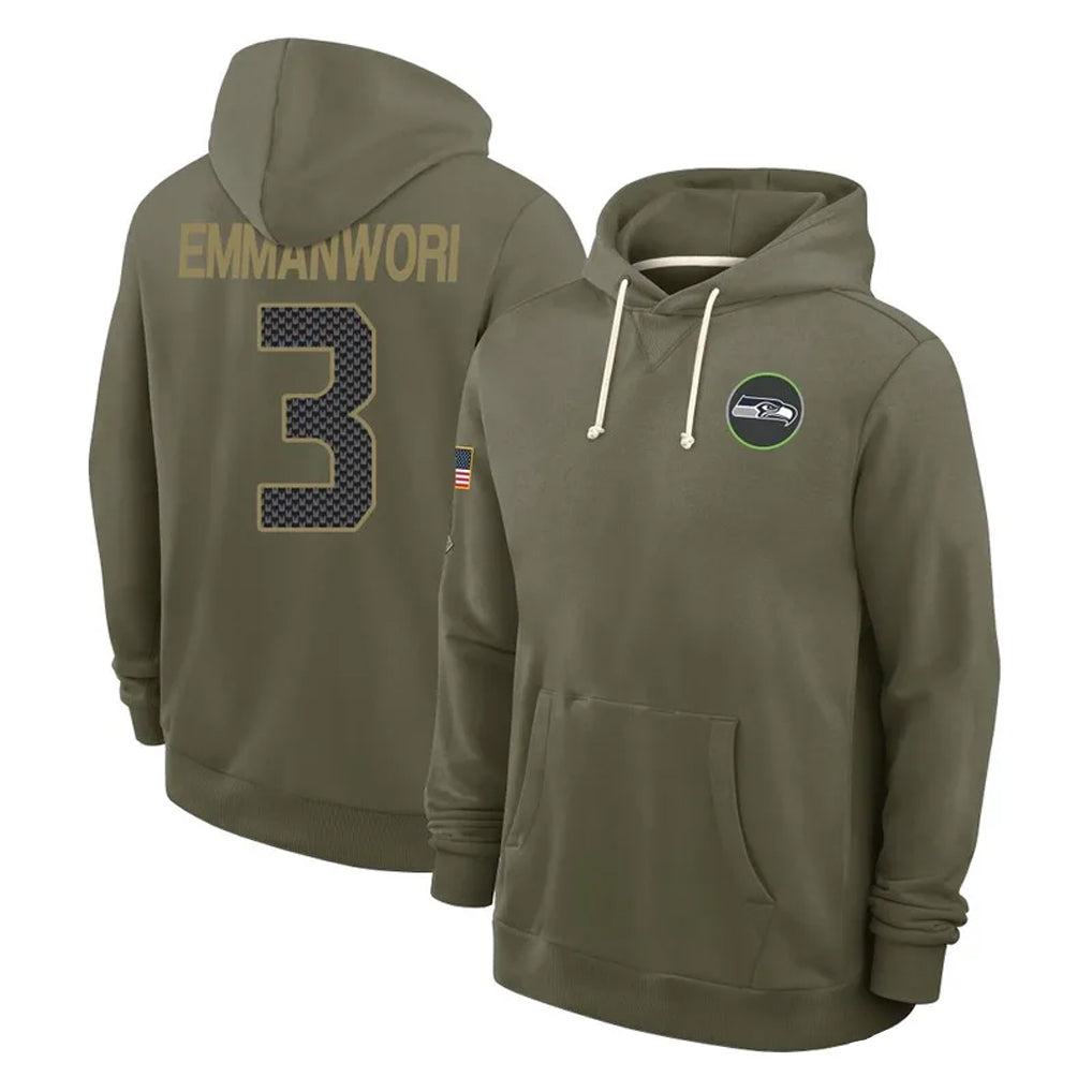 S.Seahawks #3 Nick Emmanwori Player Olive Salute to Service Pullover Hoodies Limited PETTCS Stitched Jerseys