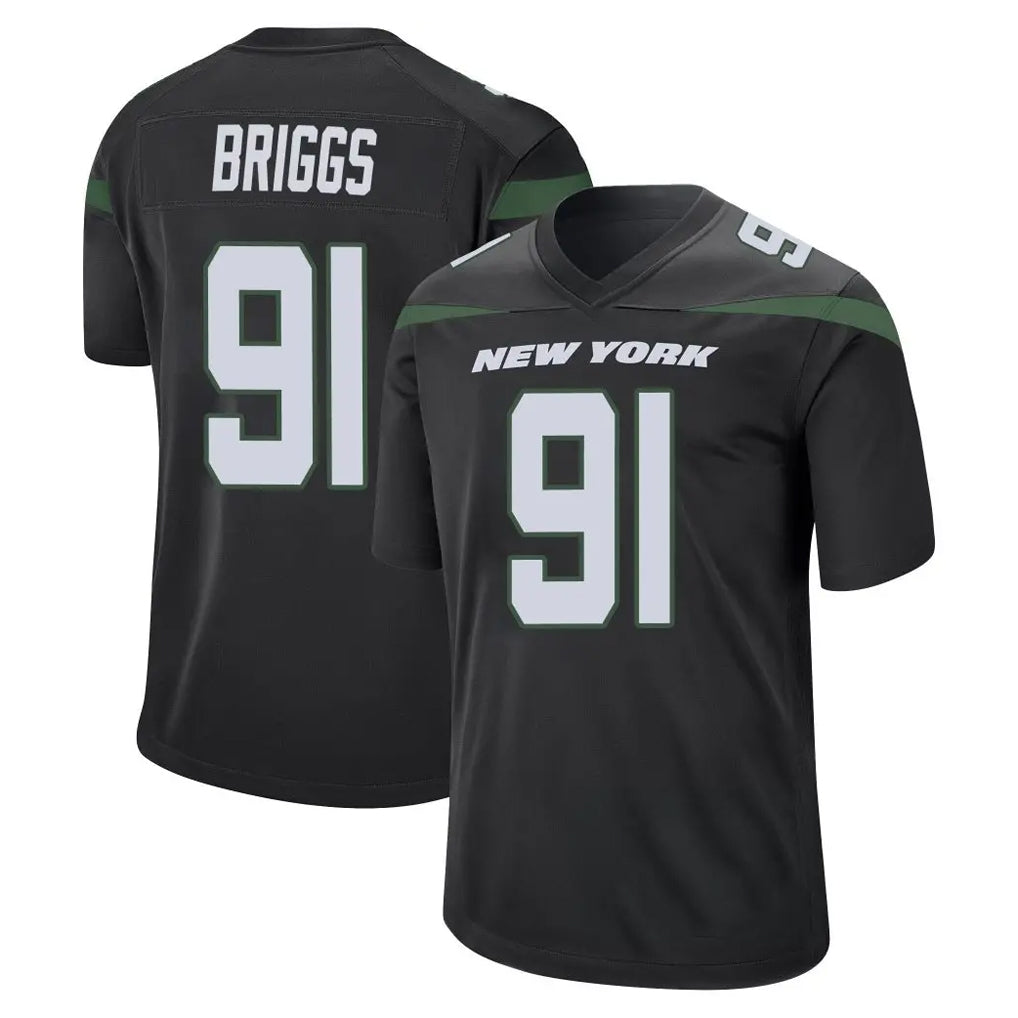 NY.Jets #91 Jowon Briggs Player Stealth Black Home Game Ddoa Stitched Jerseys
