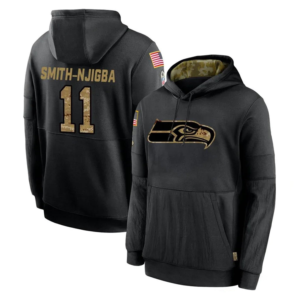 S.Seahawks #11 Jaxon Smith-Njigba Player Black Salute to Service Hoodies Limited Game PETTCS Stitched Jerseys