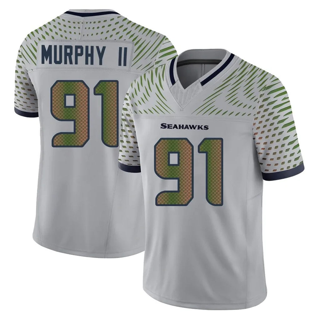 S.Seahawks #91 Byron Murphy II Player Grey Limited 2025 Rivalries Collection Home Game PETTCS Stitched Jerseys