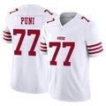 SF.49ers #77 Dominick Puni Player White Limited Vapor F.U.S.E. Home Game PETTCS Stitched Jerseys