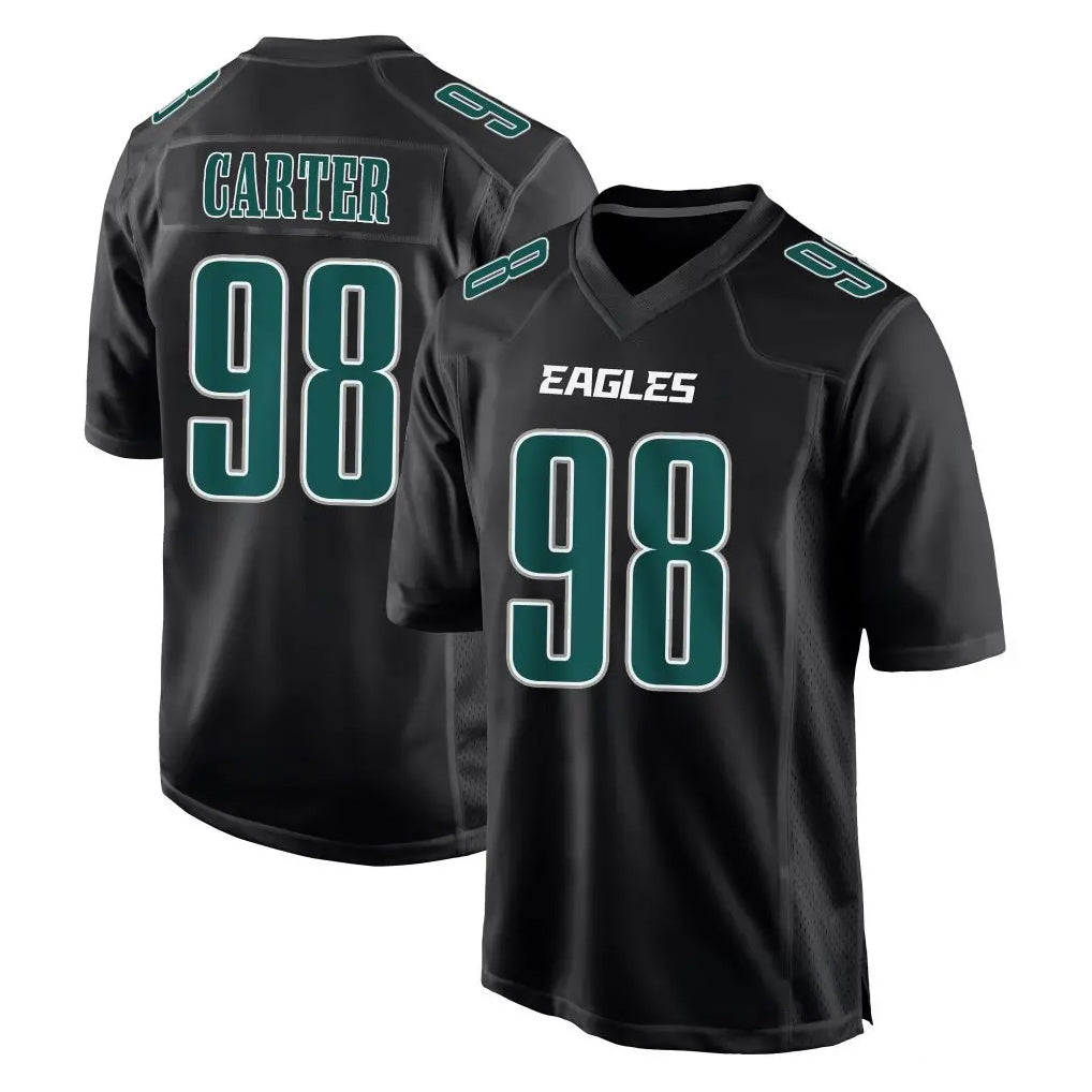 P.Eagles #98 Jalen Carter Player Carbon Black Fashion Home Game PETTCS Stitched Jerseys