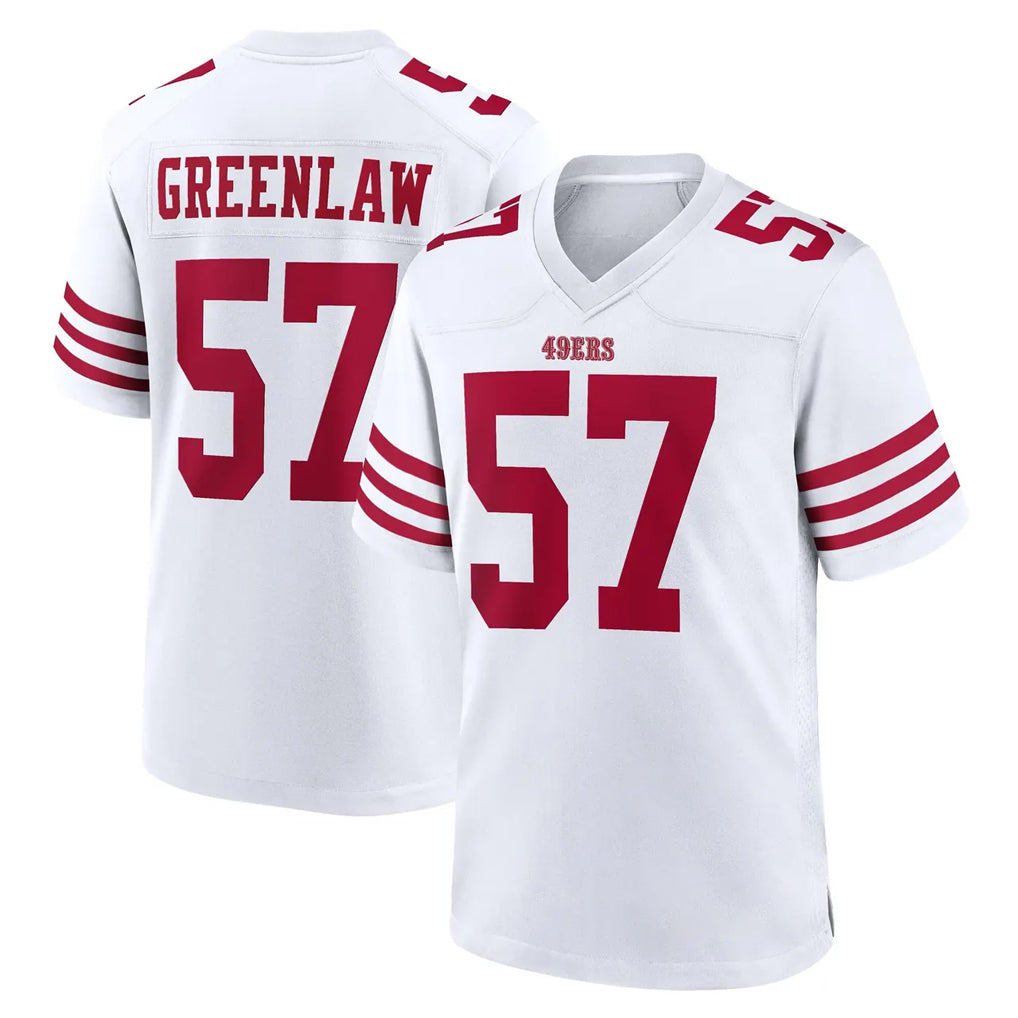 SF.49ers #57 Dre Greenlaw Player White Game Home PETTCS Stitched Jerseys