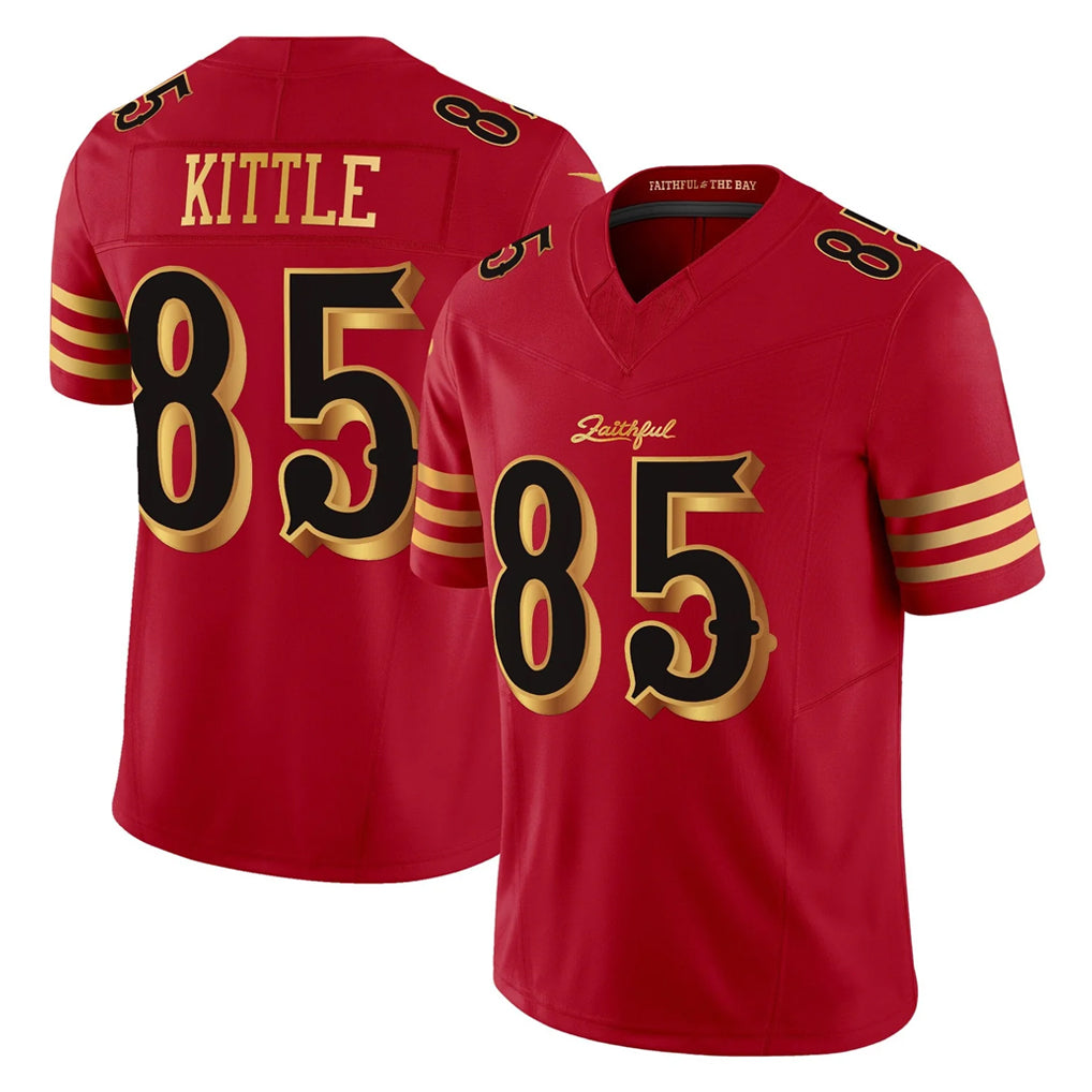 SF.49ers #85 George Kittle Player Red Rivalries Vapor Limited Home Game PETTCS Stitched Jerseys