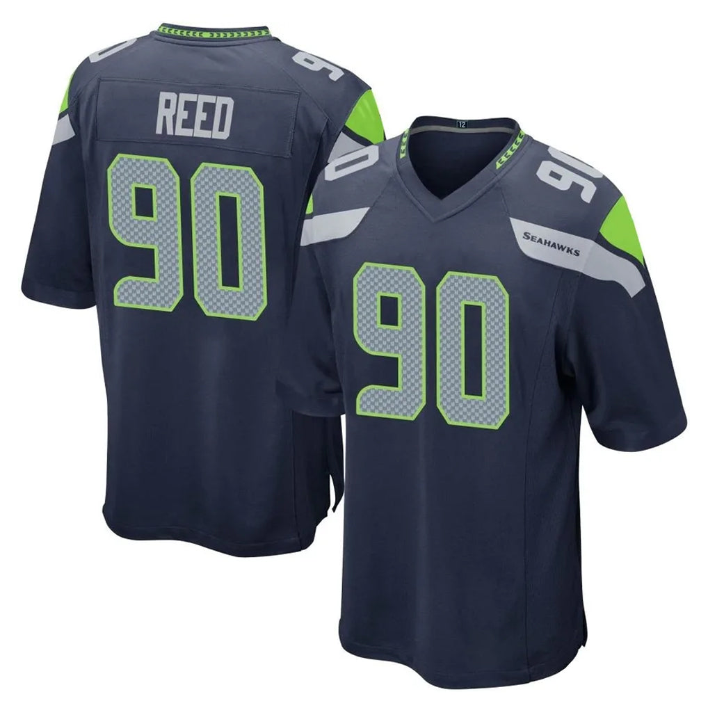 S.Seahawks #90 Jarran Reed Player Navy Home Game PETTCS Stitched Jerseys
