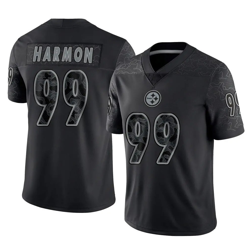 P.Steelers #99 Derrick Harmon Player Black Reflective Limited Home Game PETTCS Stitched Jerseys