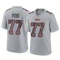 SF.49ers #77 Dominick Puni Player Gray Atmosphere Fashion Home Game PETTCS Stitched Jerseys