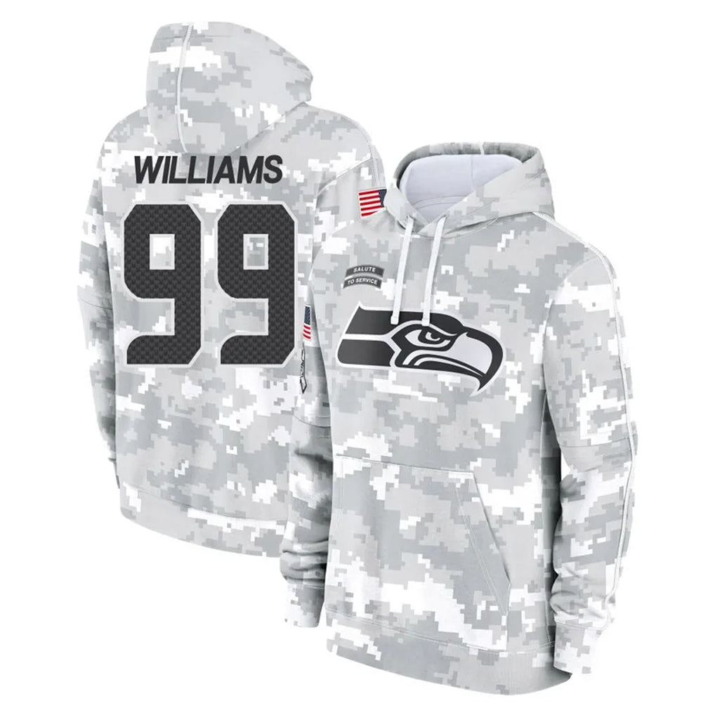 S.Seahawks #99 Leonard Williams Player Arctic Camo Limited Salute to Service Pullover Hoodies Game PETTCS Stitched Jerseys