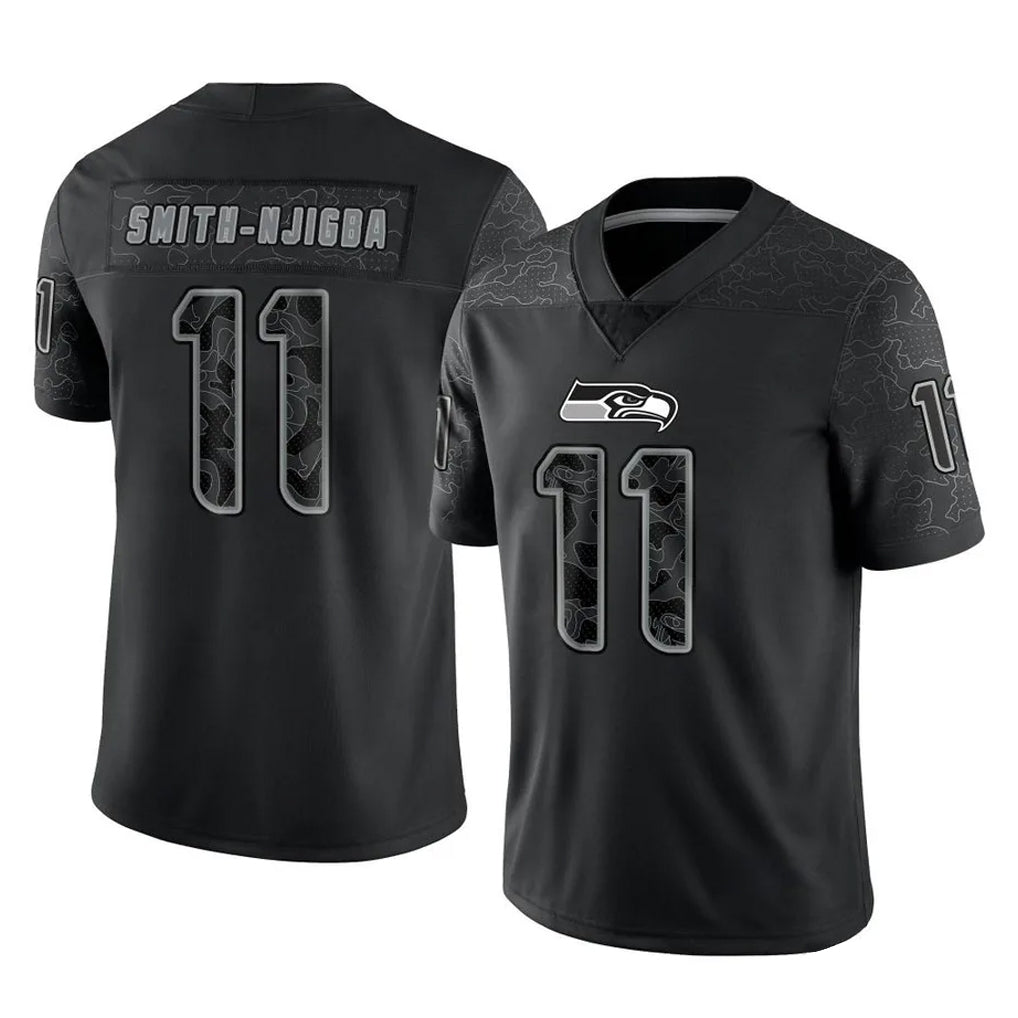 S.Seahawks #11 Jaxon Smith-Njigba Player Black Limited Reflective Home Game PETTCS Stitched Jerseys