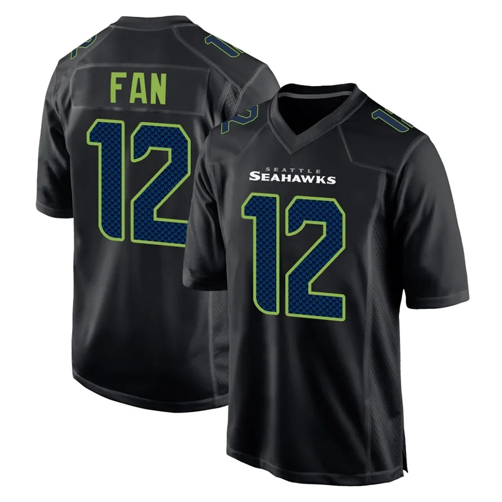 S.Seahawks #12 12th Fan Player Black Limited Fashion Home Game PETTCS Stitched Jerseys