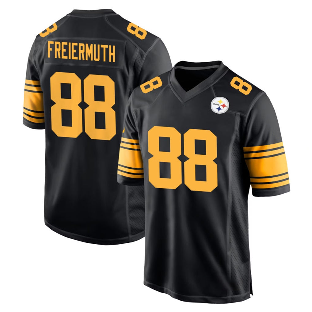 P.Steelers #88 Pat Freiermuth Player Black Color Rush Home Game PETTCS Stitched Jerseys