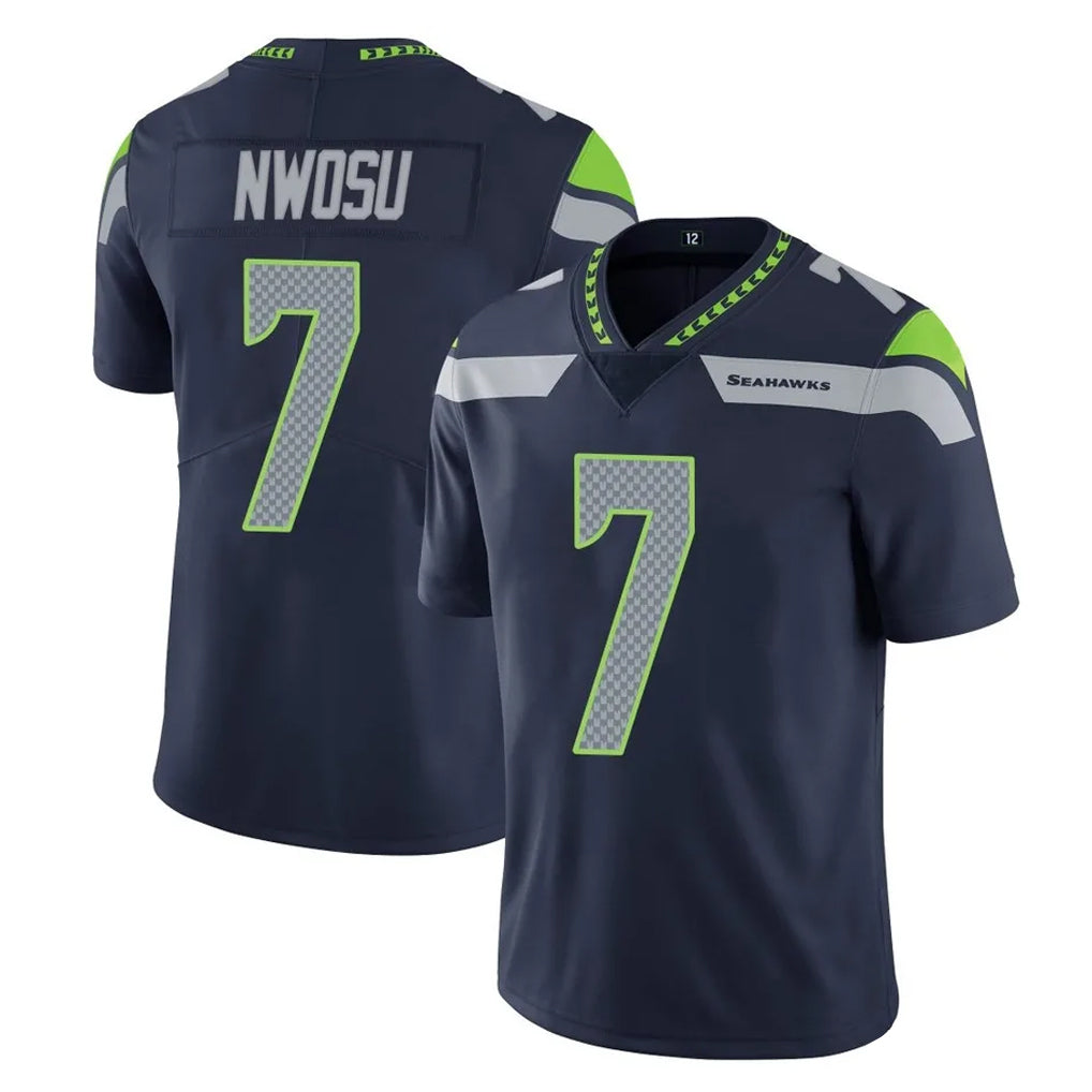 S.Seahawks #7 Uchenna Nwosu Player Navy Limited Vapor Untouchable Home Game PETTCS Stitched Jerseys